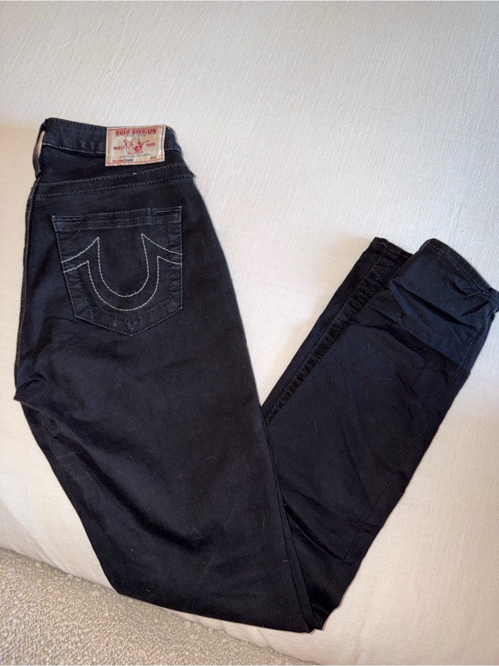 True Religion Black Skinny Jeans with Signature Back Pocket